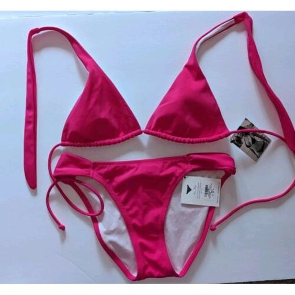 NWT Rare  VICTORIAS SECRET  two  piece hot Pink  swimsuit size SM Low Rise Botto - Picture 1 of 2